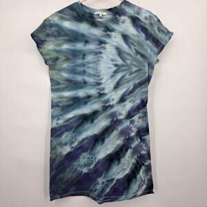 Upcycled T-Shirt Dress Medium Blooming Shibori Tie Ice Dye Festival Granola Boho